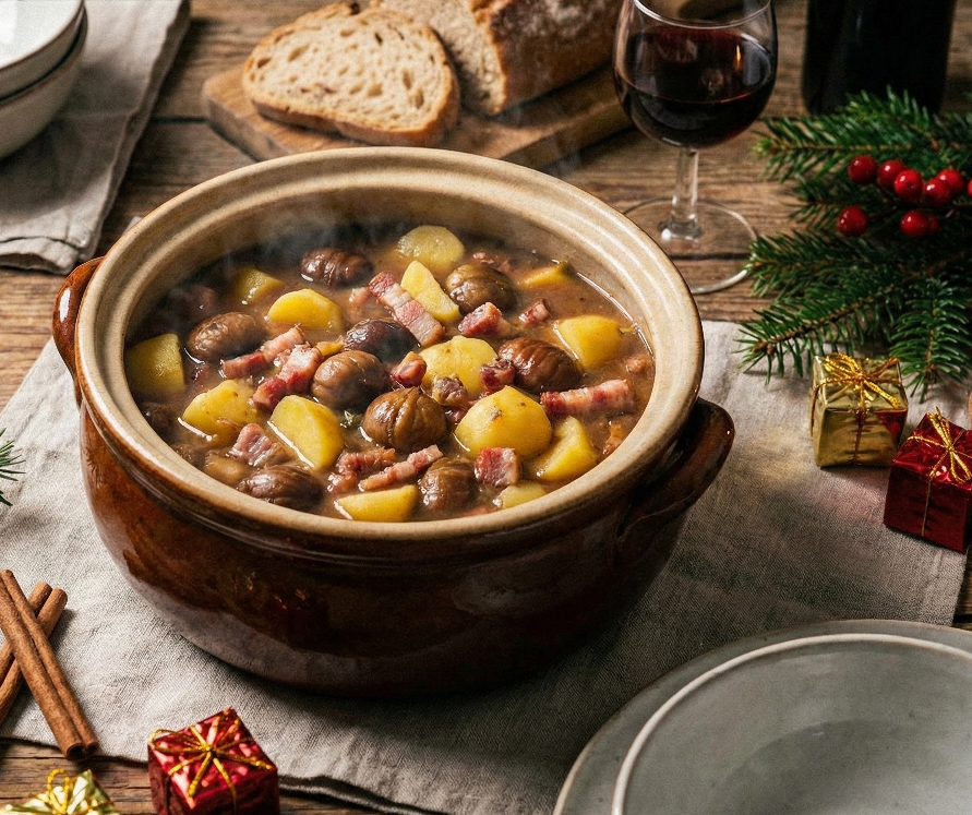 Maronen-Eintopf mit Kartoffeln und Speck