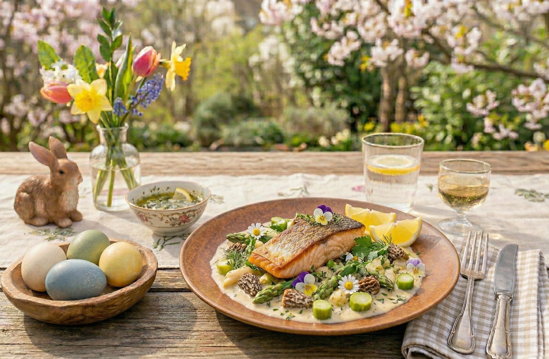 Rezeptfoto: Spargel-Morchel-Ragout mit Saibling - Hauptgericht, Spargel, Fisch | In 60 Min. fertig