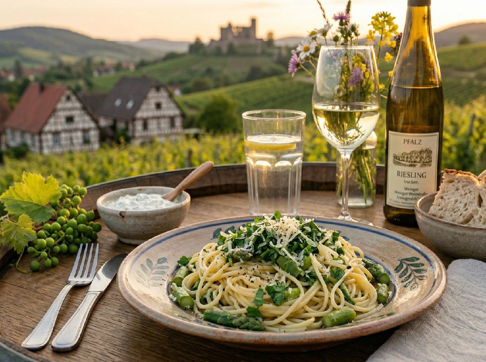 Rezeptfoto: Spaghetti mit Brunnenkresse und Spargel - Hauptgericht, Pasta, Vegetarisch | In 30 Min. fertig