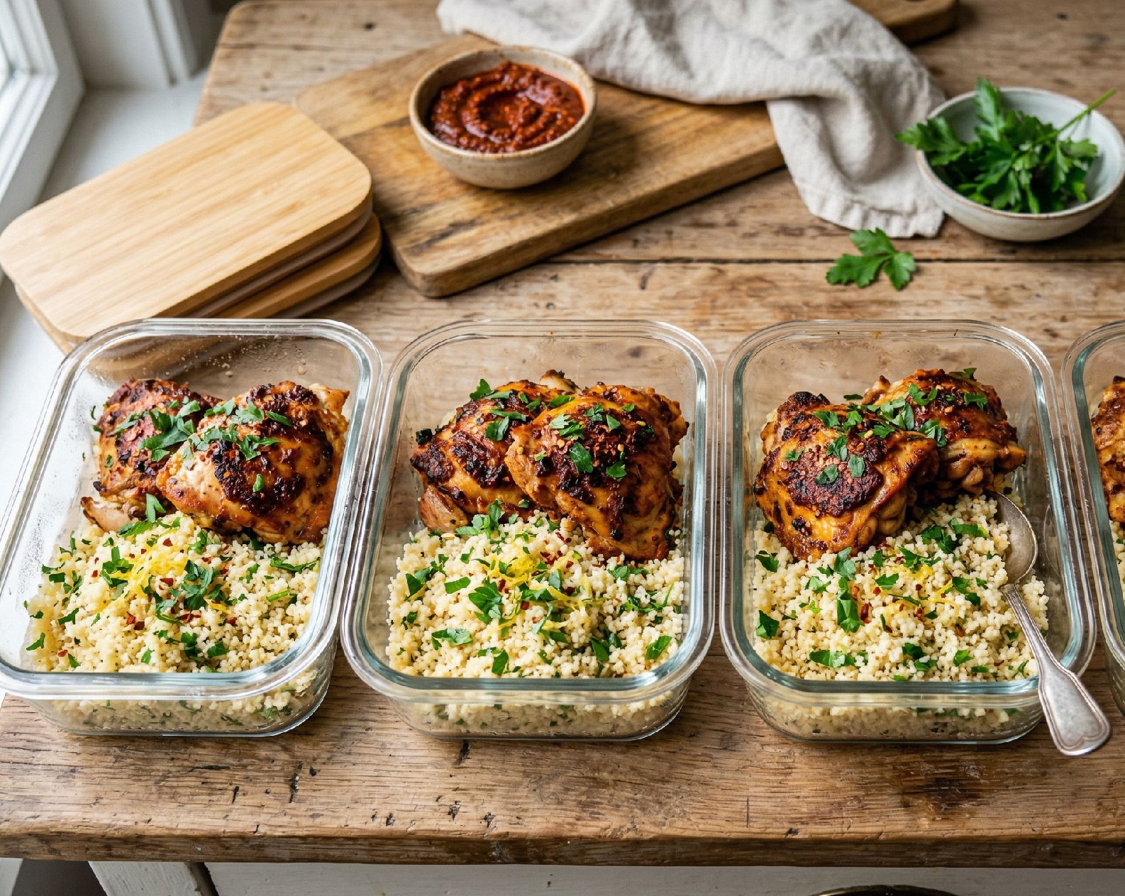 Marokkanisches Harissa Hähnchen und Couscous